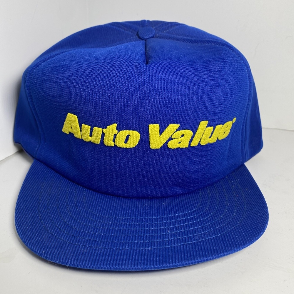 Vintage AUTO VALUE Car & Truck Parts Blue Baseball Hat Snapback Cap USA‎ Garage
